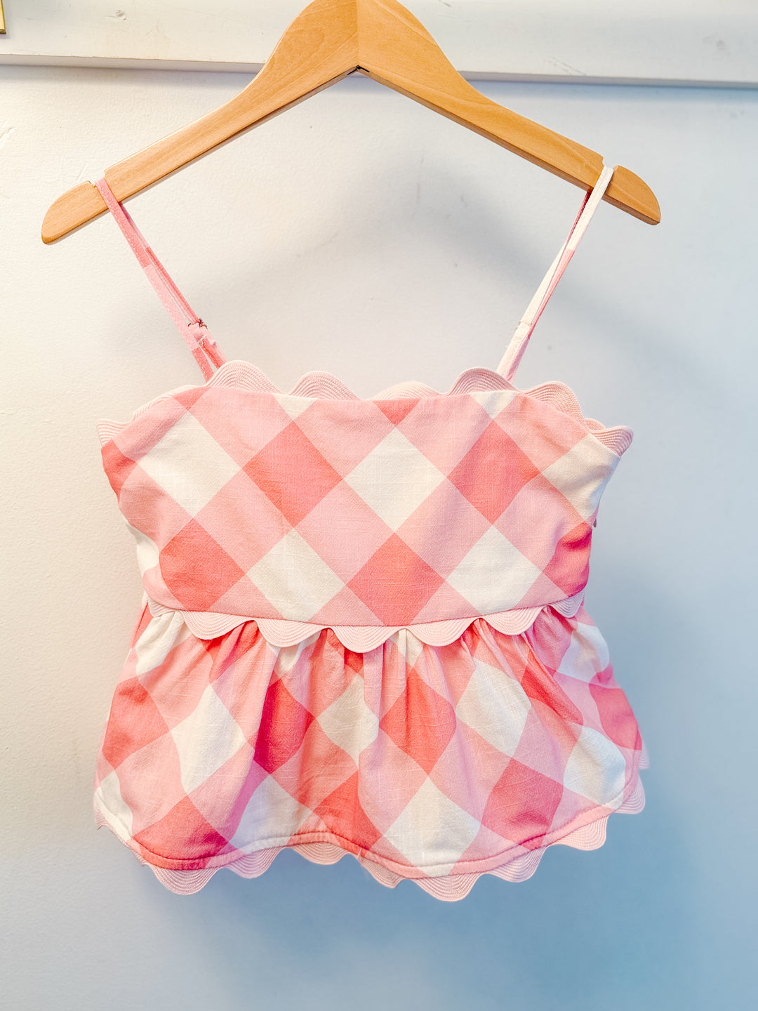 Peach Love Cali Gingham Ric Rac Tank