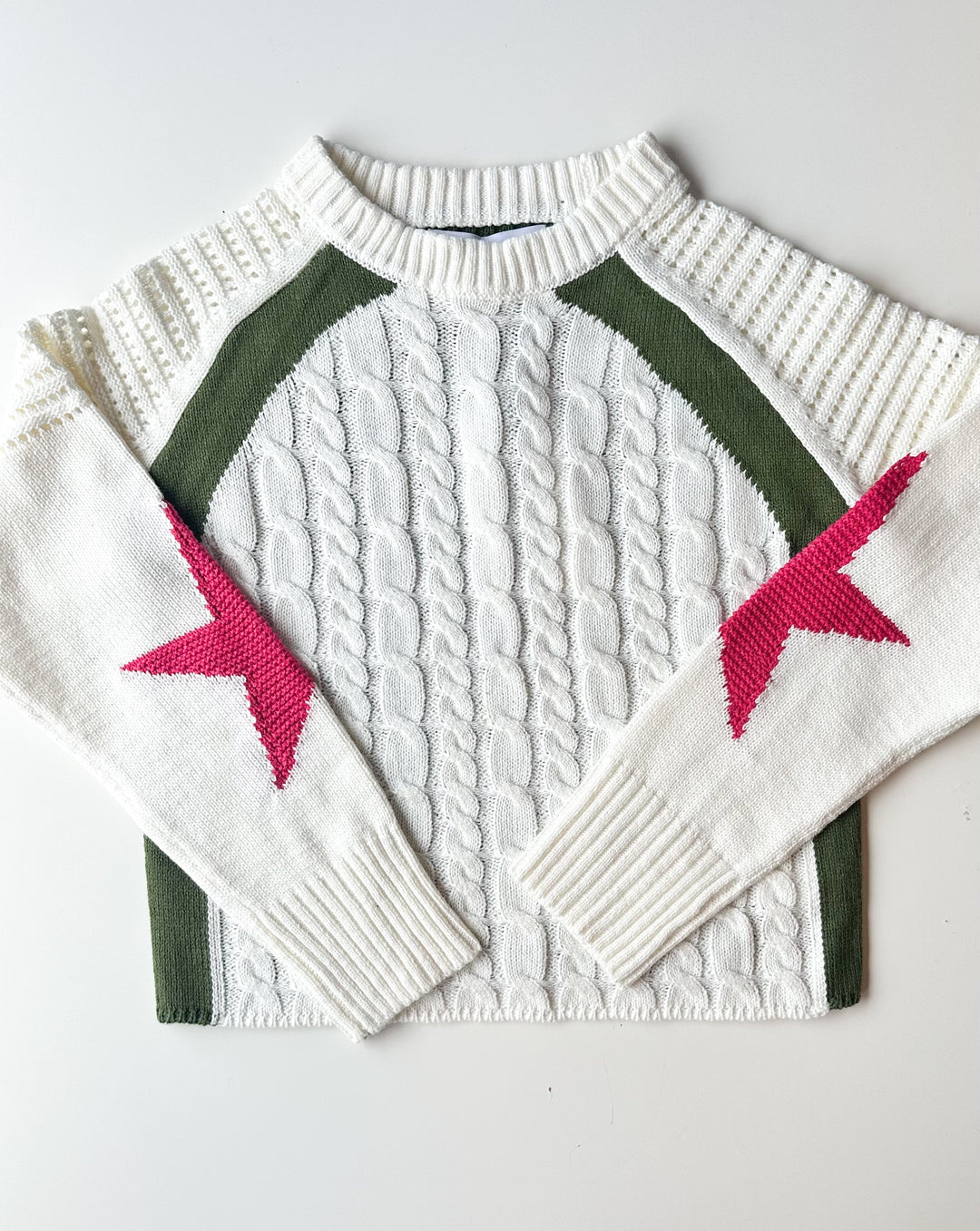 Central Park West Cream Sweater with Star Elbow Patch