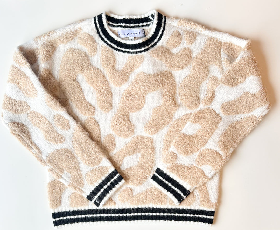 Central Park West Camel Embroidered Heart Sweater
