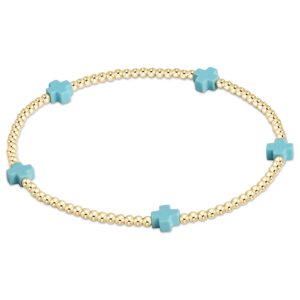 Egirl Signature Cross Small 2mm Bracelet in Turquoise