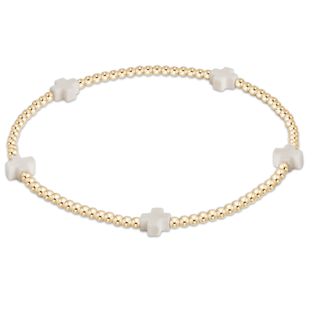 Egirl Signature Cross 2mm Bracelet in Off White