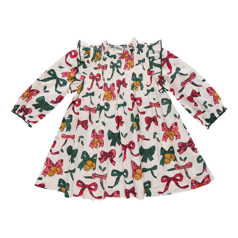 Pink Chicken Jaipur Dress in Christmas Bows & Bells (size 2-6)