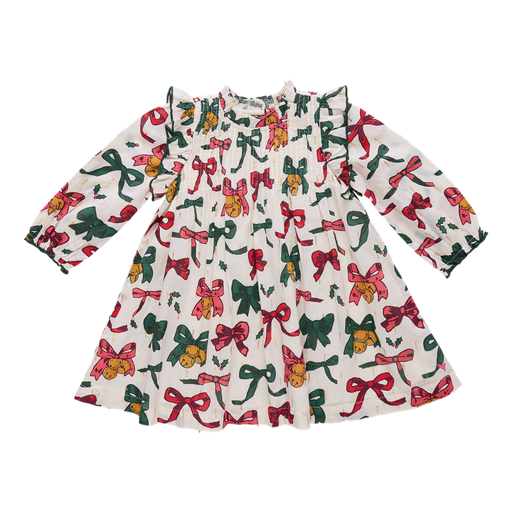 Pink Chicken Jaipur Dress in Christmas Bows & Bells (size 2-6)