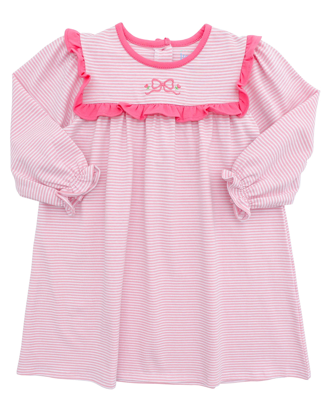 Pink Stripe Bow Ruffle Dress