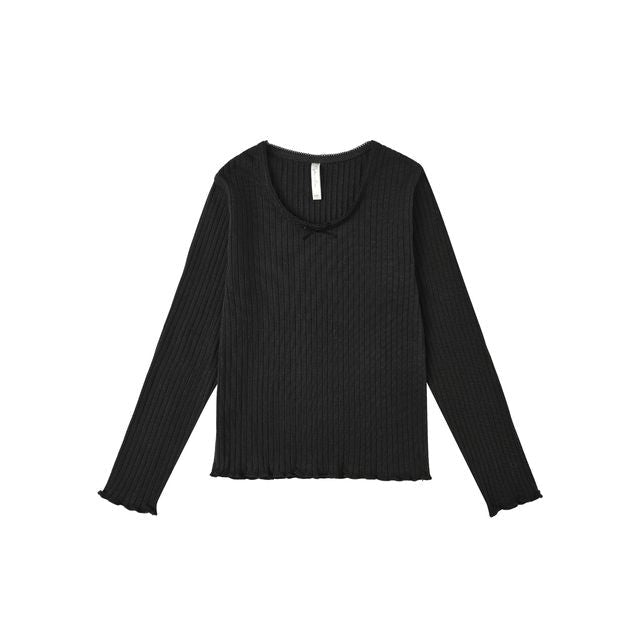 Rylee & Cru Tween Ribbed Long Sleeve in Black