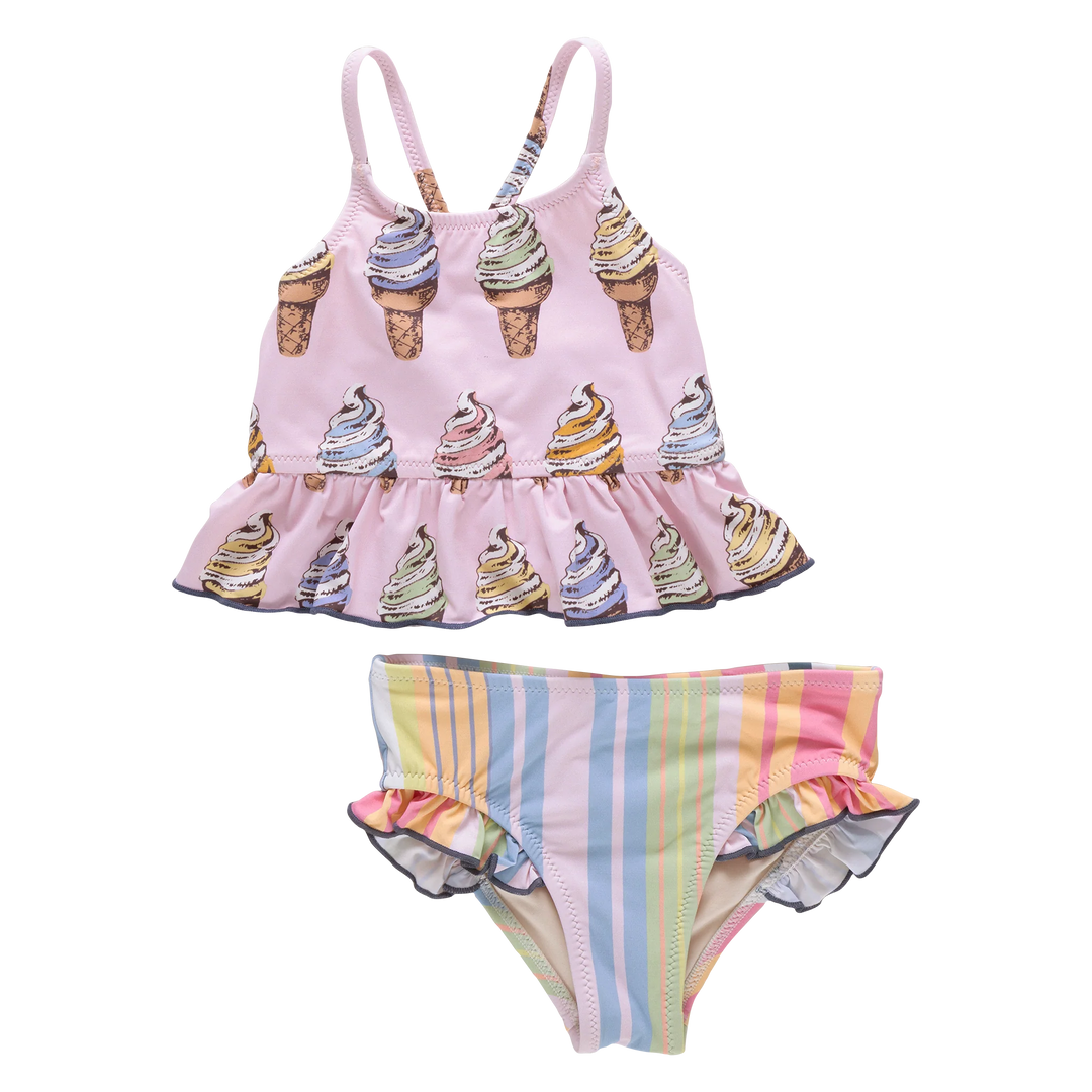 Pink Chicken Joy Tankini in Soft Serve (size 7)