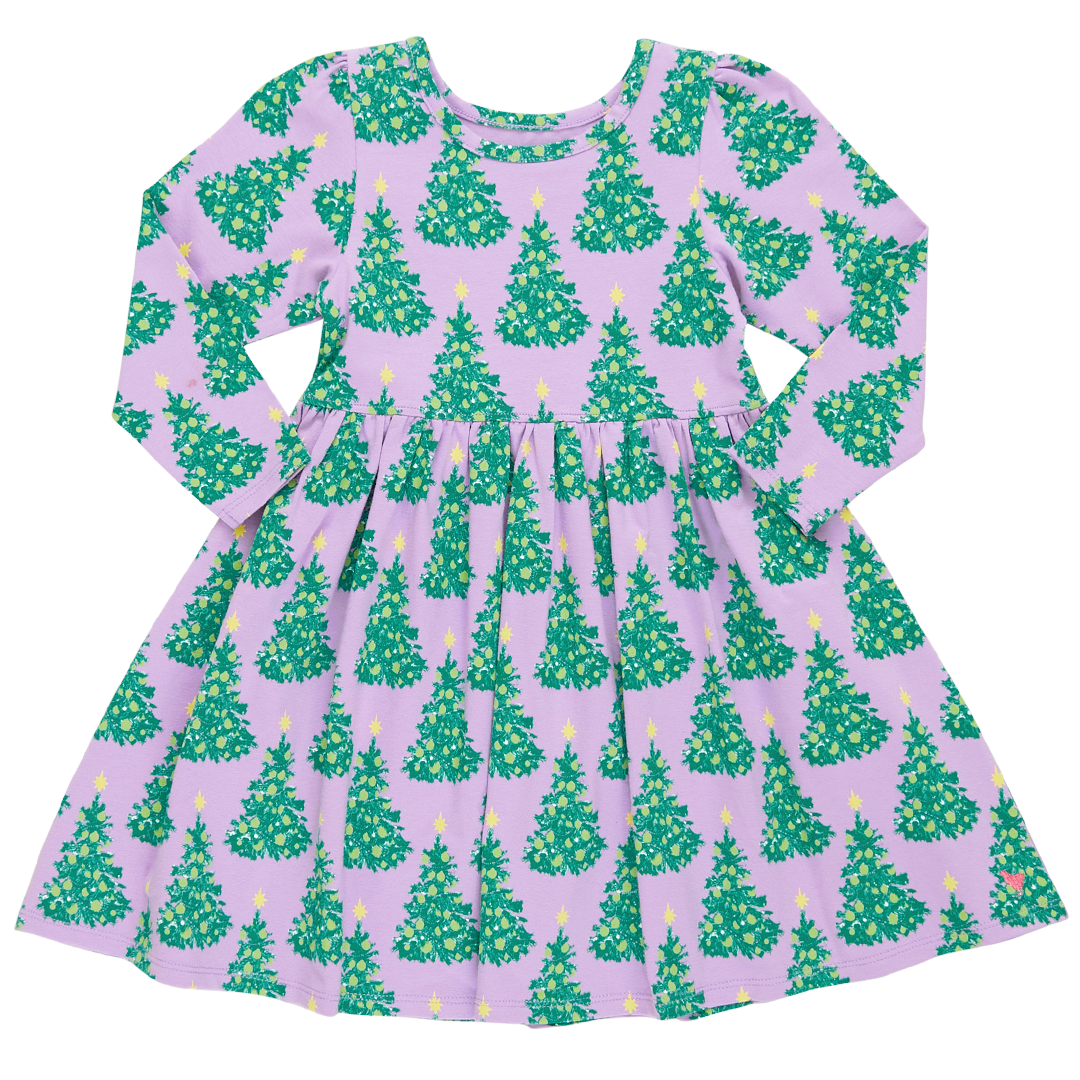Pink Chicken Organic Steph Dress in Lavender Forest (sizes 7-12)
