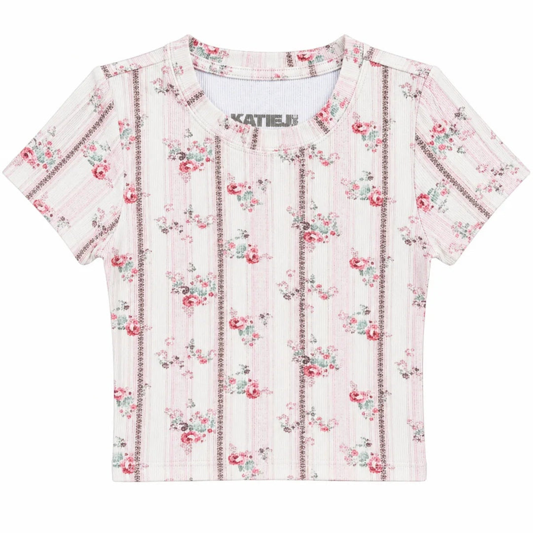 Livi Tee in Rose Floral Stripe
