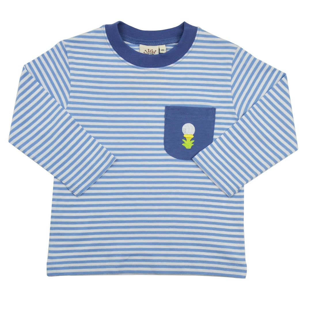 Luigi Kids Stripe Tee with Golf Ball on Tee (5-6)