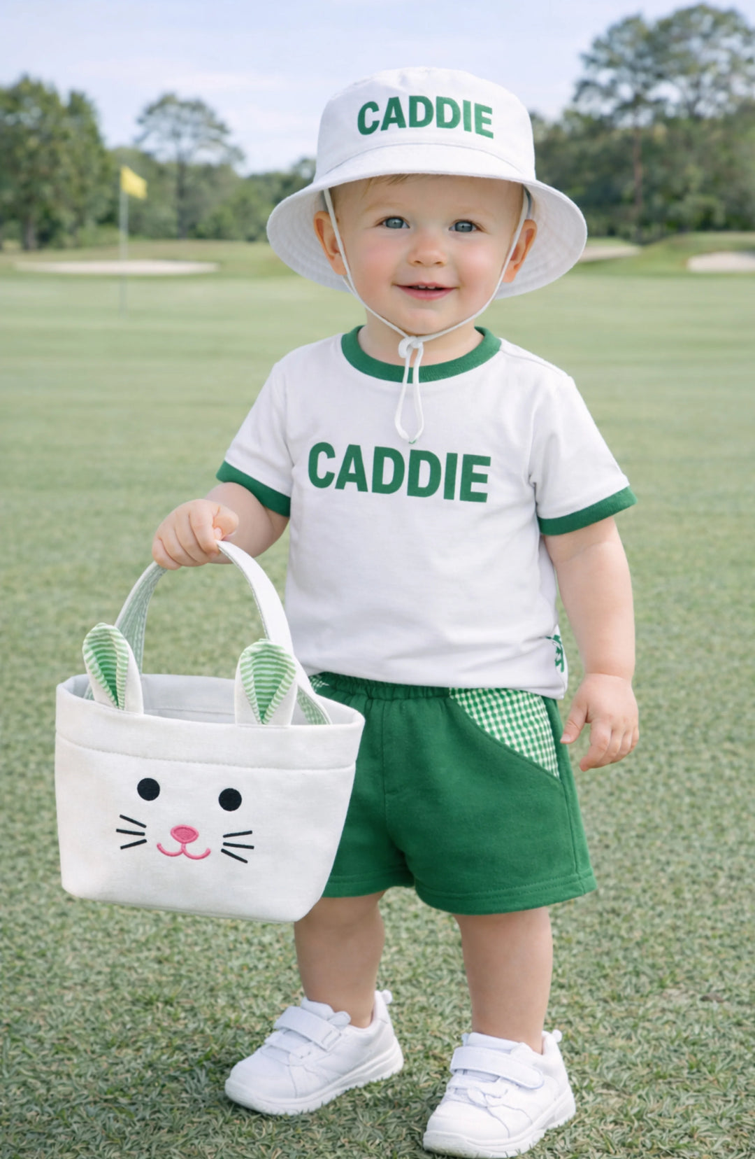 Bits & Bows Bitty Bunny Basket in Green