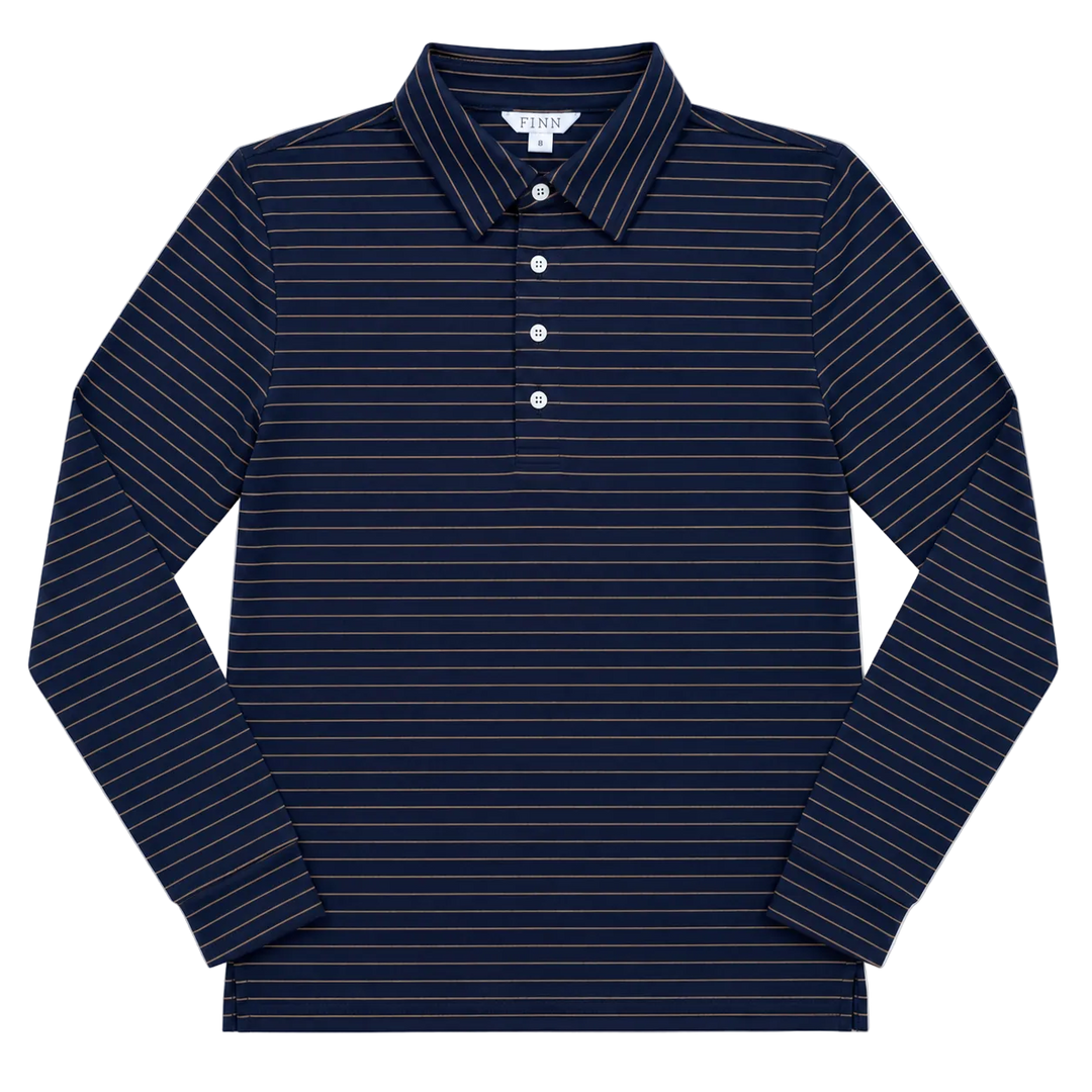 Finn Mariner Long Sleeve Polo in Wharf Blue