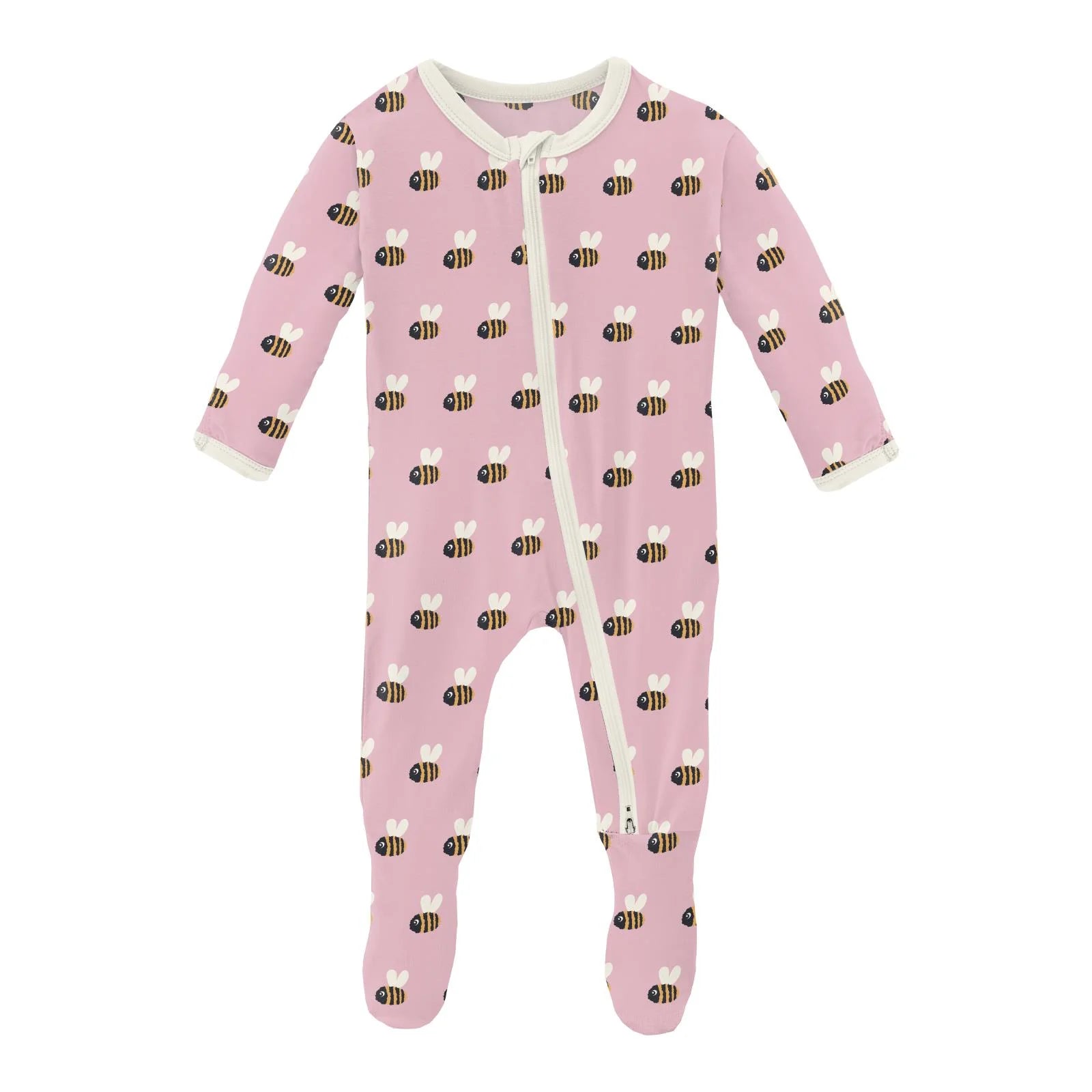 Kickee Pants Print Footie with Zipper Bay Gingerbread