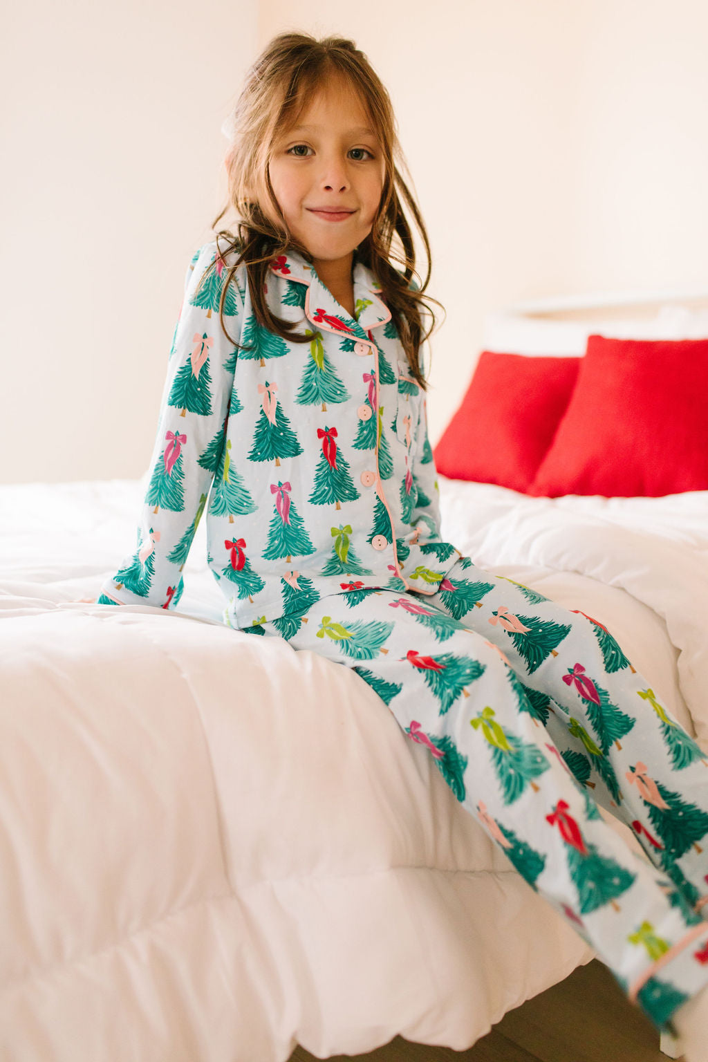 Ollie Jay Button Up Pajama Set in Trim the Tree