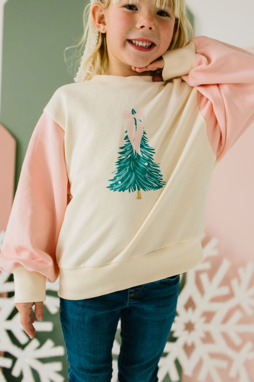 Ollie Jay Trim the Tree Raglan Sweatshirt