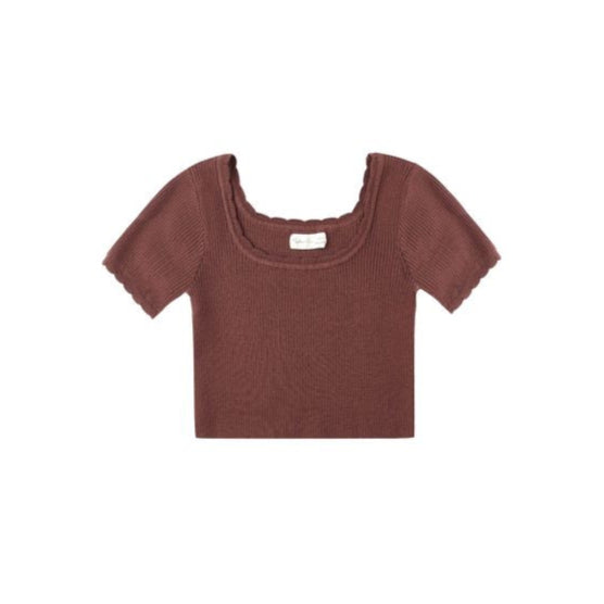 Rylee & Cru Scallop Tee in Burgundy