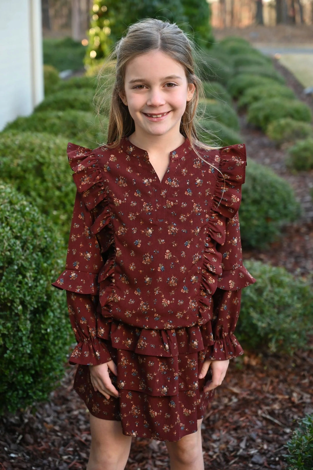 Abby Skort in Burgundy Vintage Floral