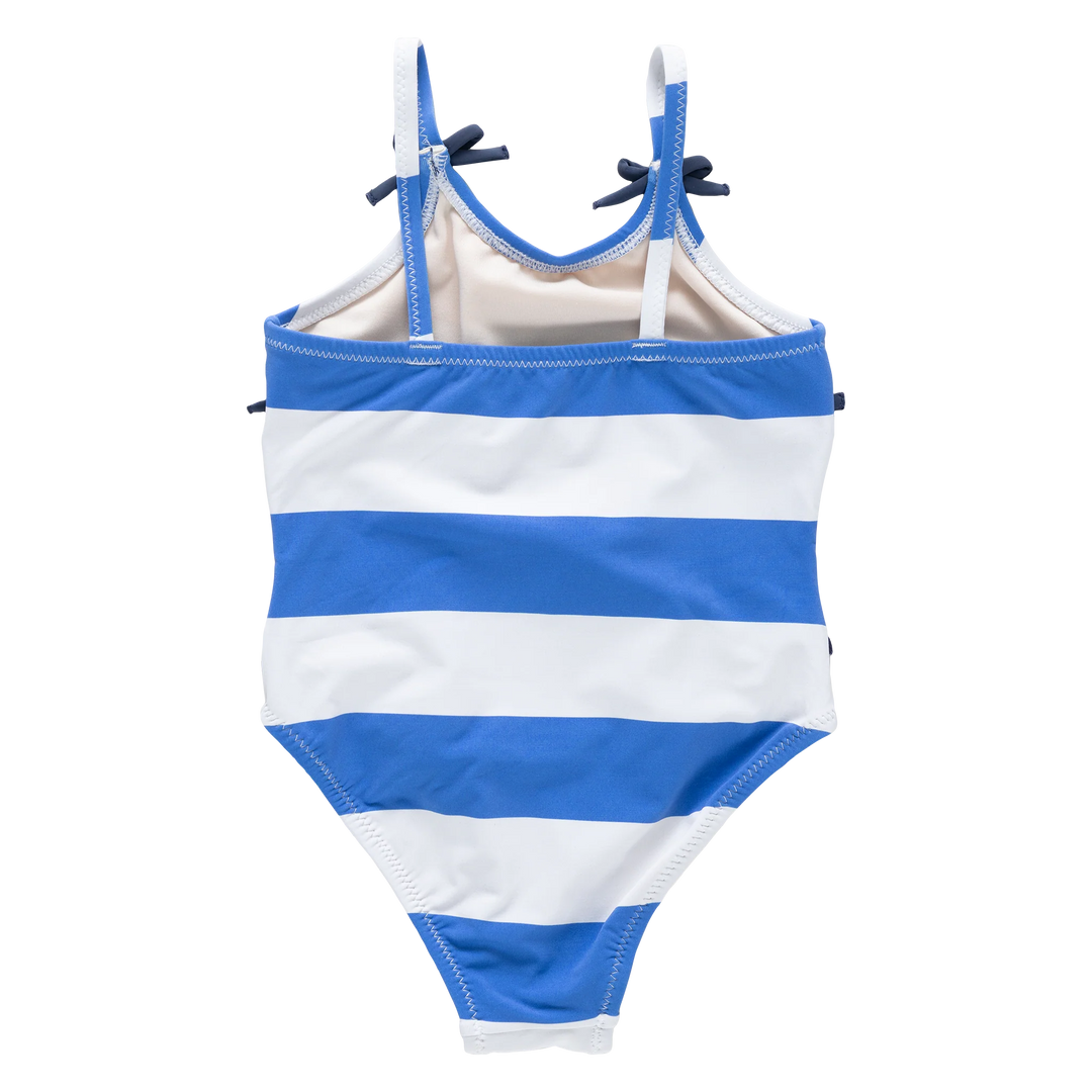 Pink Chicken Lottie Bow Suit in Blue Stripe (size 2-6)