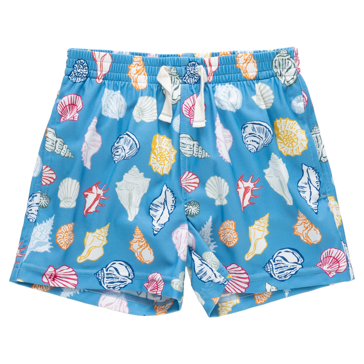Pink Chicken Swim Trunks in Blue Shells