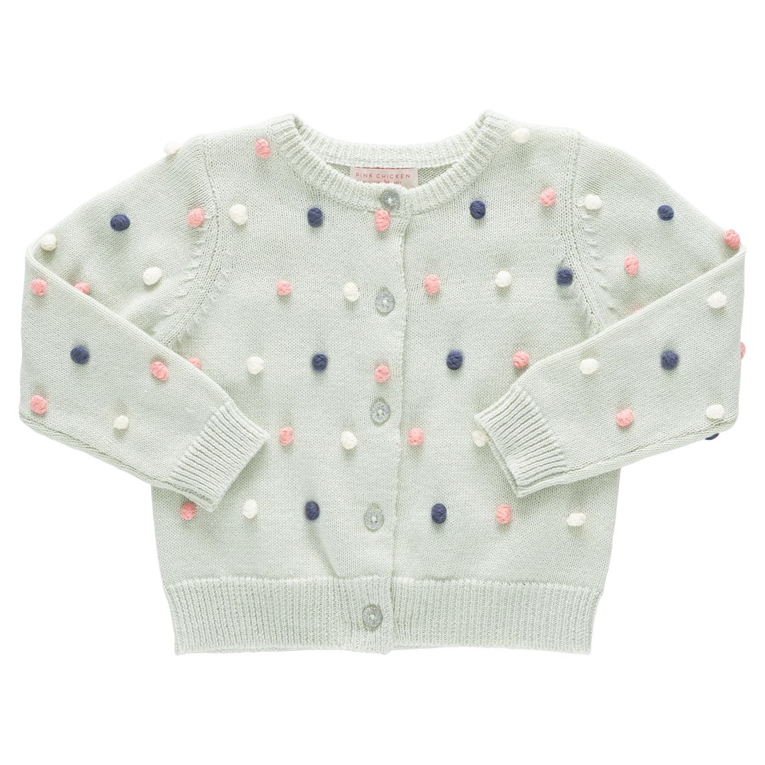 Pink Chicken Pom Pom Maude Sweater in Light Green (size 7-8)