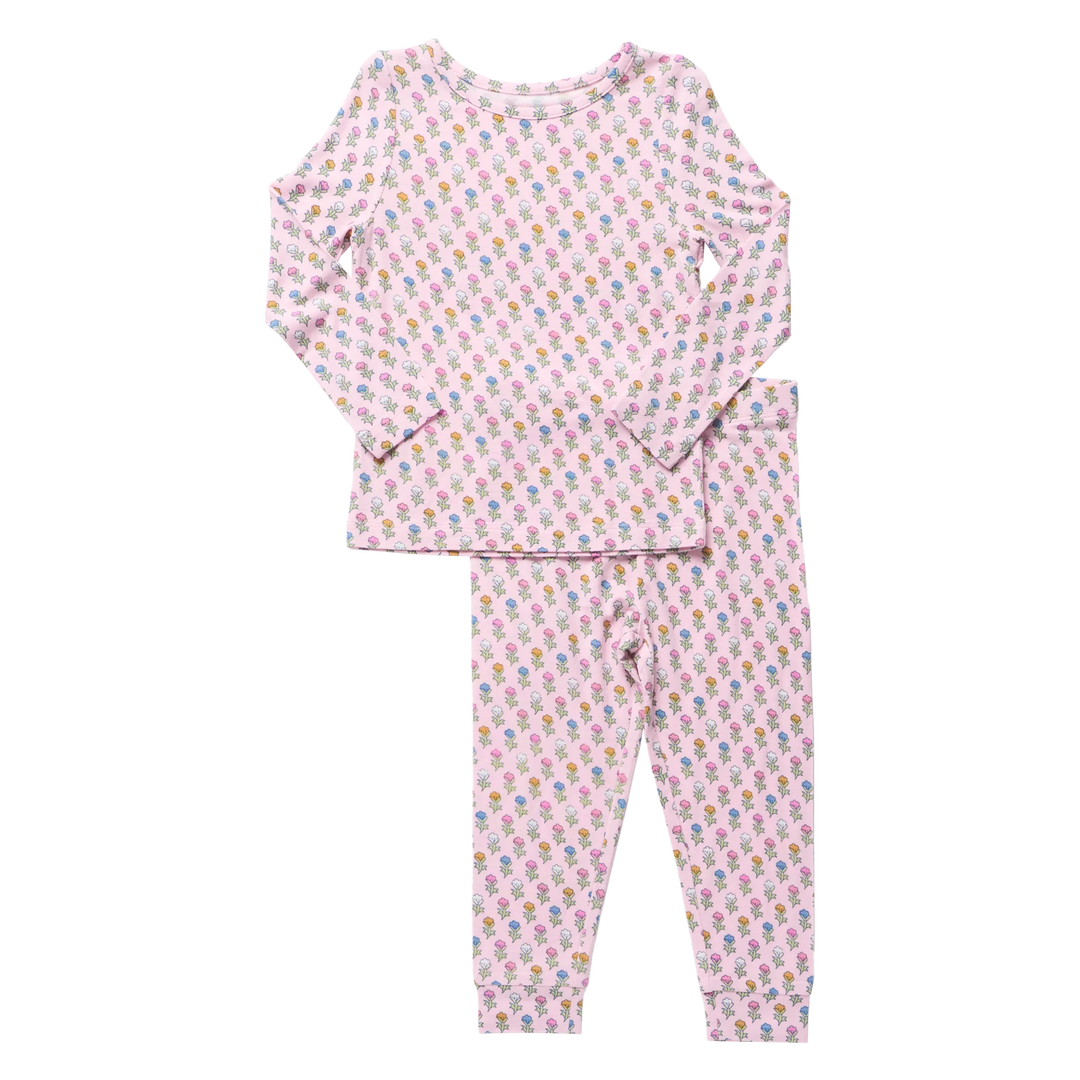 Bamboo Pajama Set in Pink Carnations