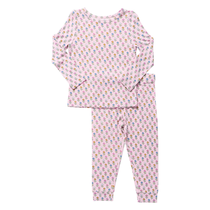 Bamboo Pajama Set in Pink Carnations