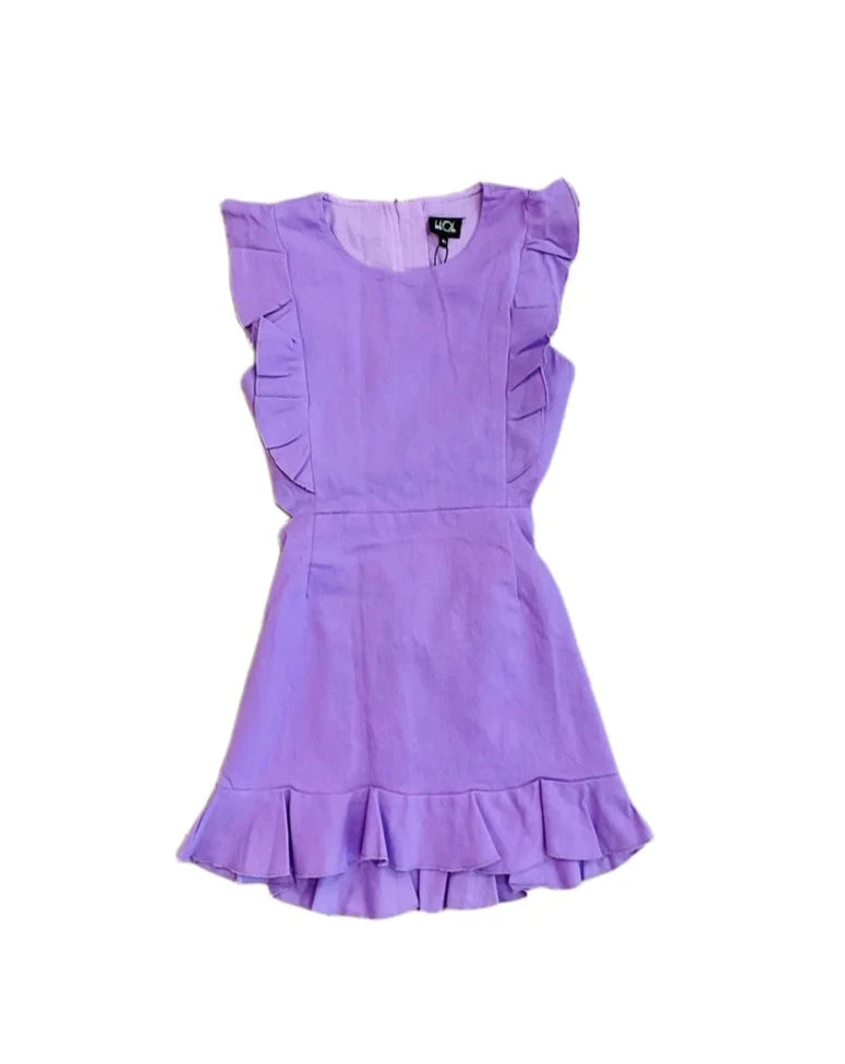 Little Olin Purple Denim Cut Out Dress