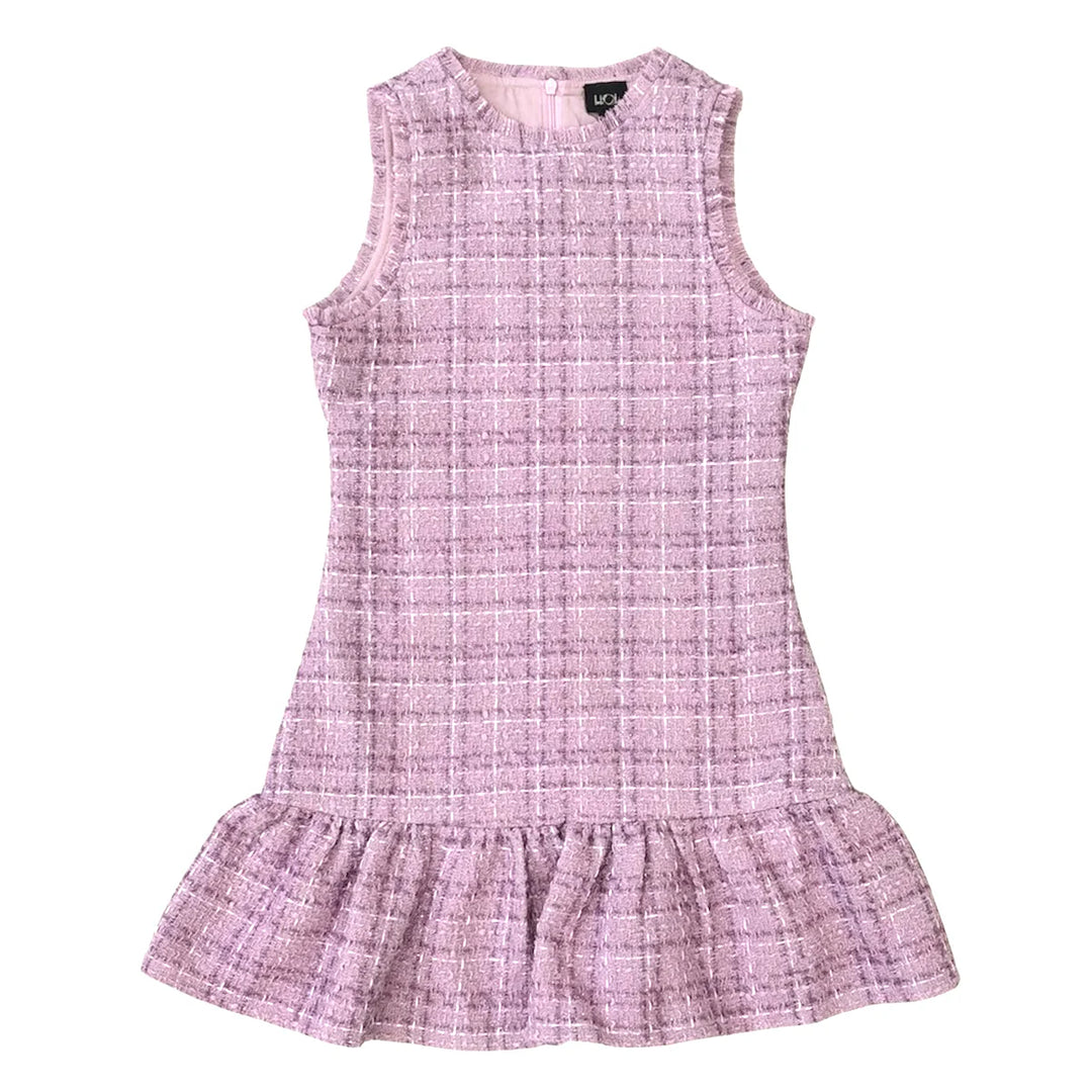 Little Olin Lavender Tweed Ruffle Dress