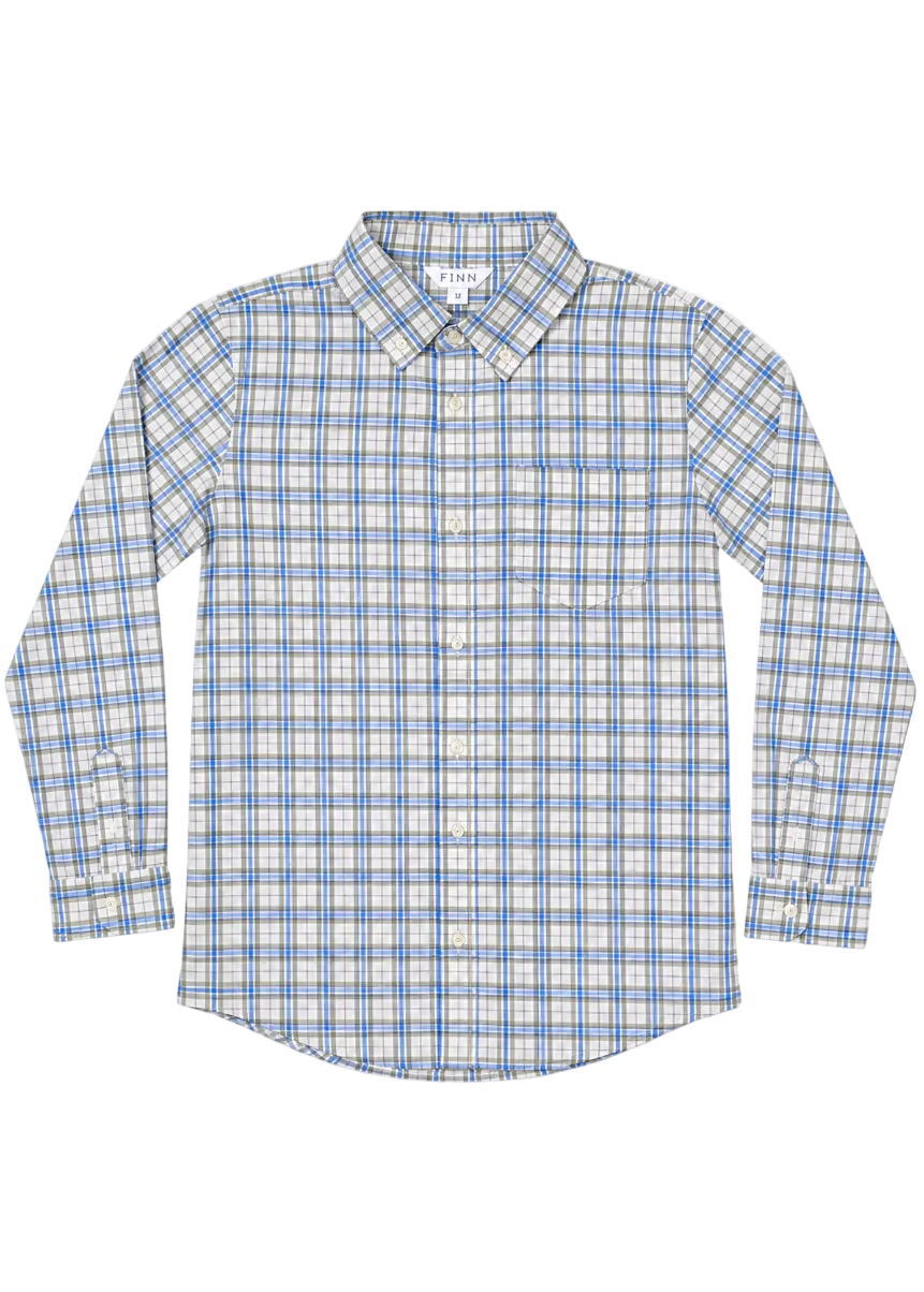 Finn Pierfront Buttondown in Royal Plaid