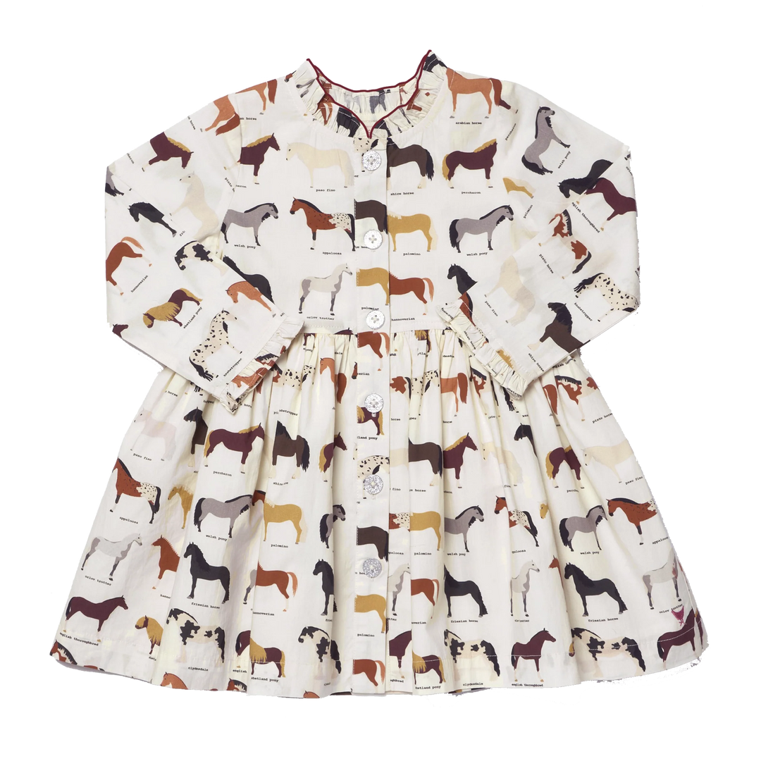 Autumn Dress in Horse Breeds (size 7-8)