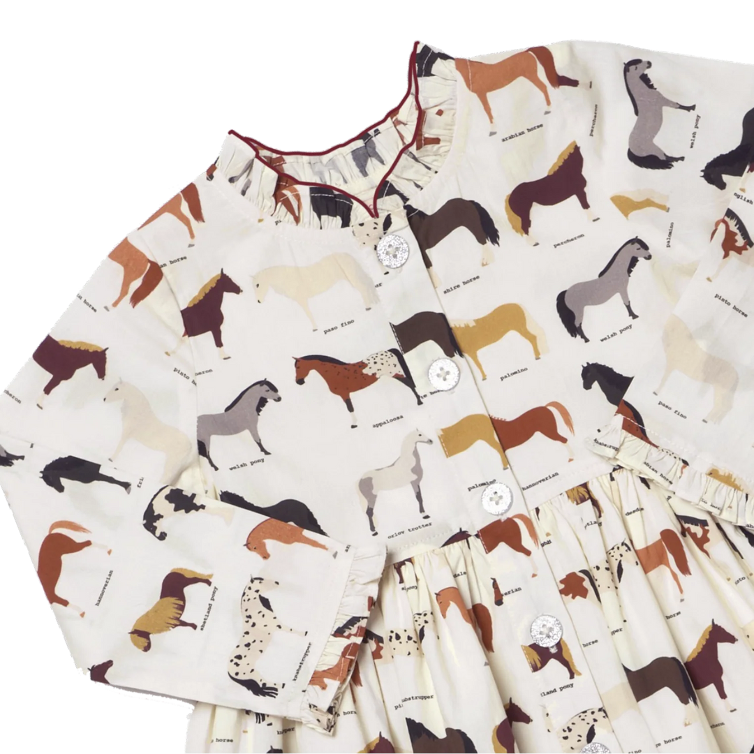 Autumn Dress in Horse Breeds (size 3-6)