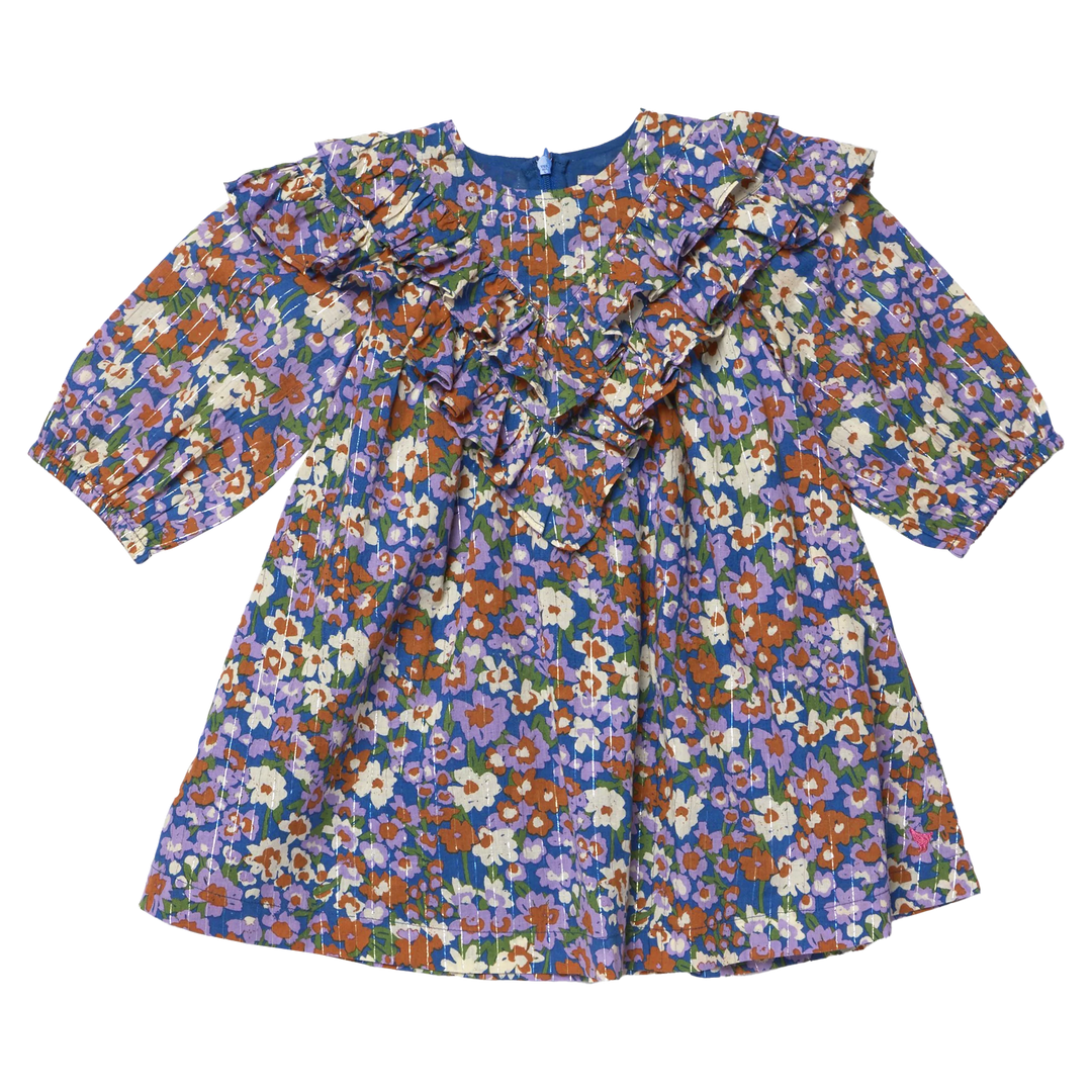 Everly Dress in True Blue Sketched Floral (size 7-10)