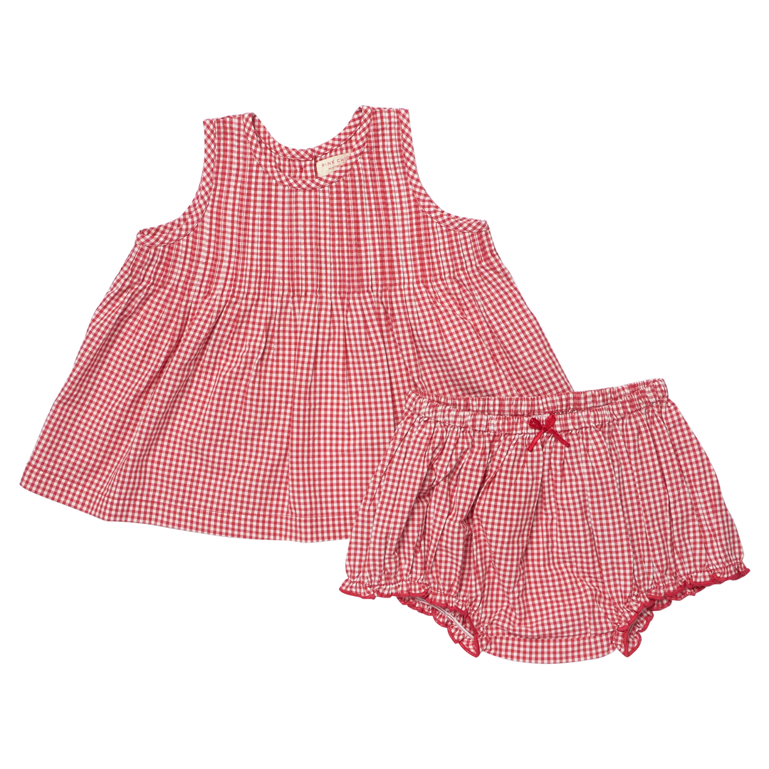 Pink Chicken Jaipur Two Piece Set in Red Gingham