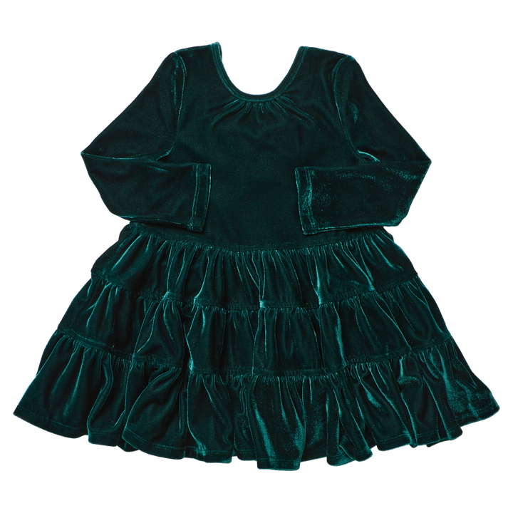 Pink Chicken Pearl Dress in Evergreen Velour (sizes 4-6)