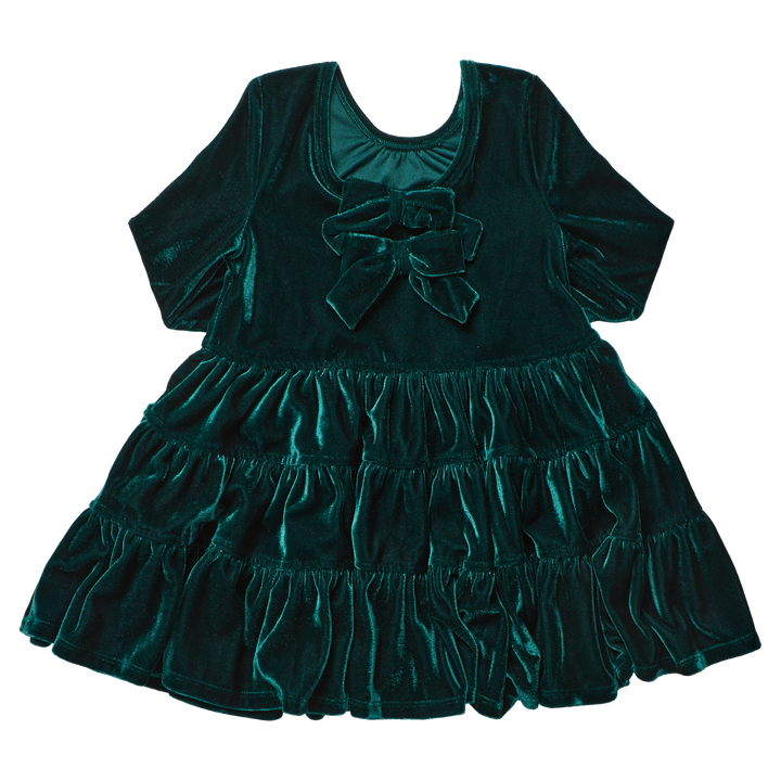 Pink Chicken Pearl Dress in Evergreen Velour (sizes 4-6)