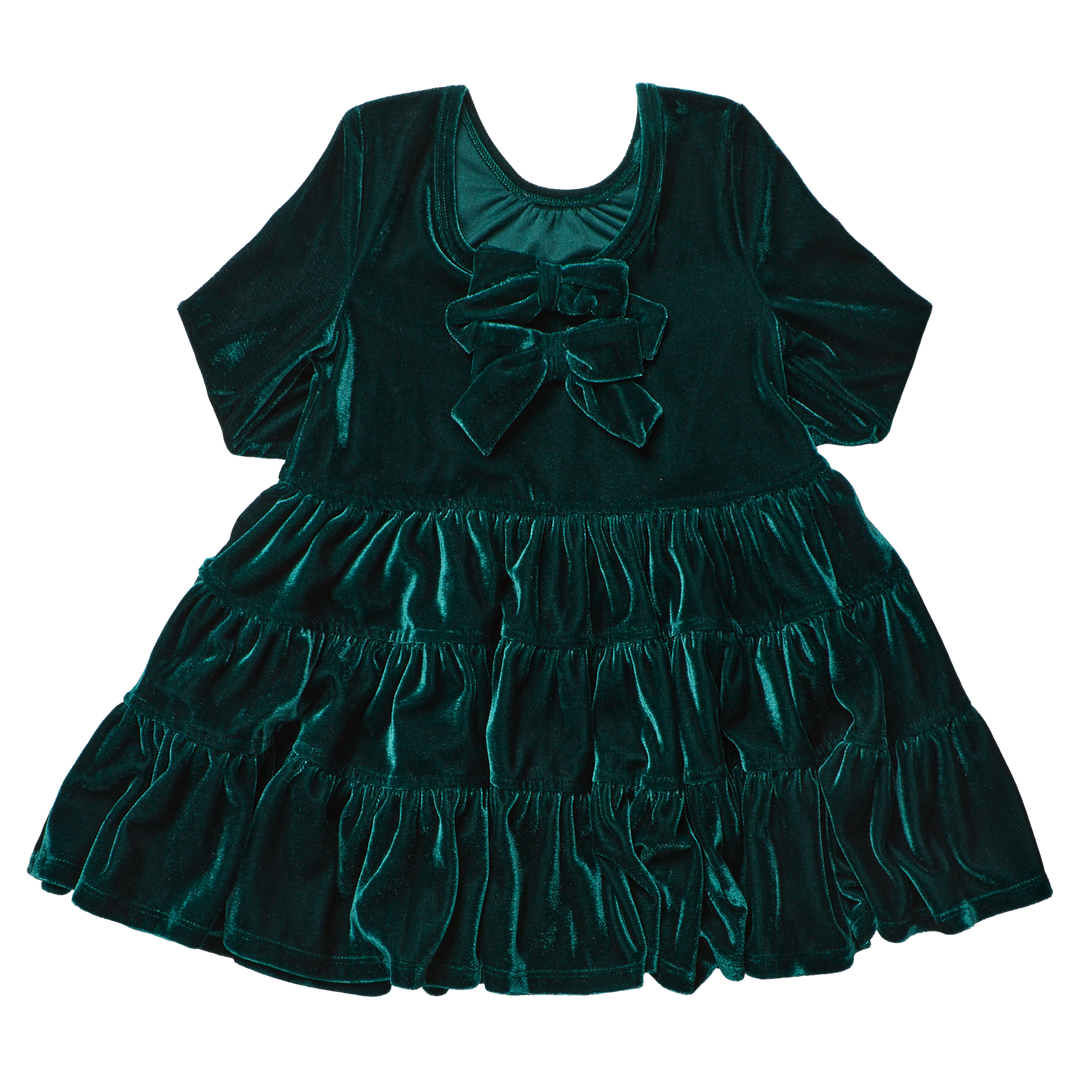 Pink Chicken Pearl Dress in Evergreen Velour (sizes 7-10)