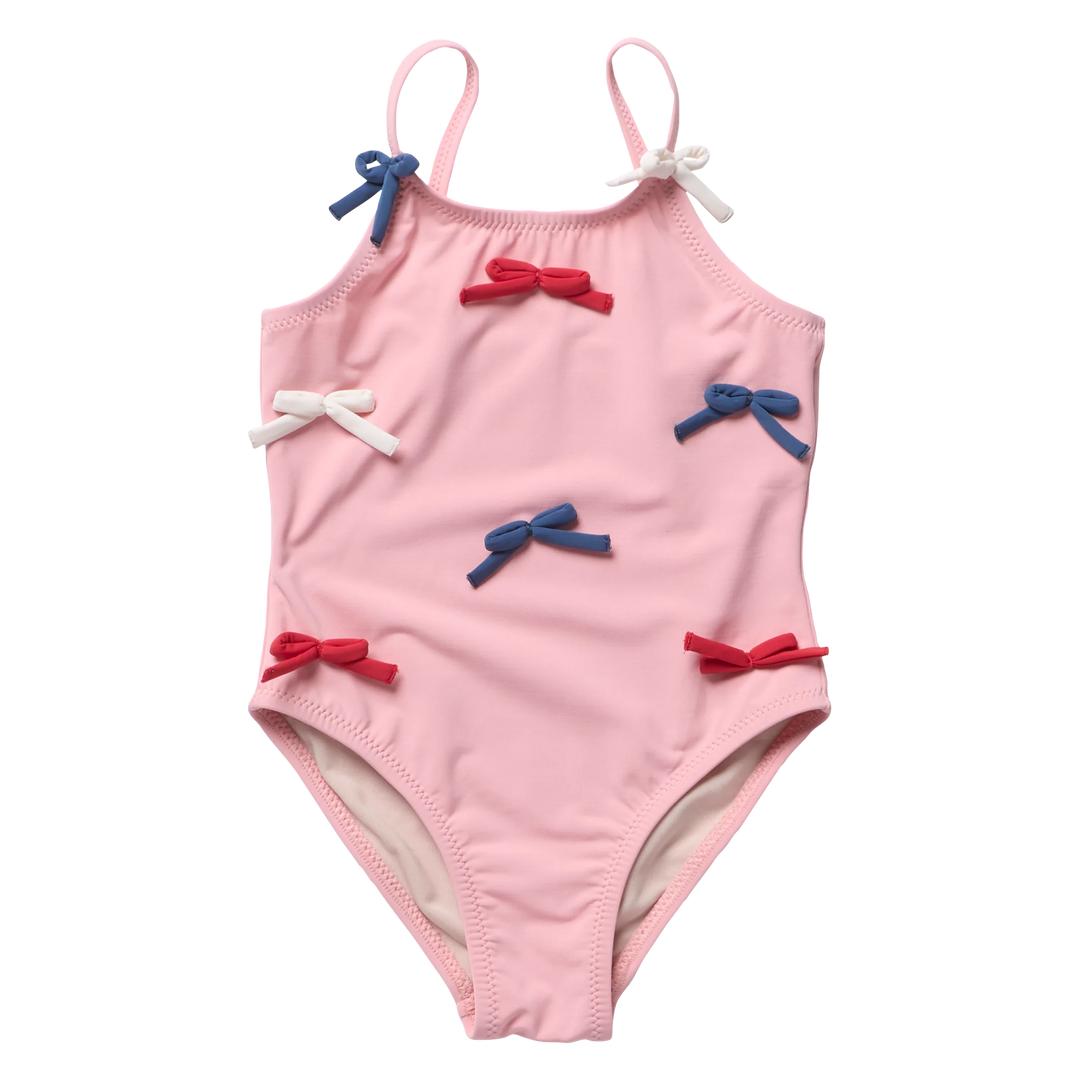 Pink Chicken Lottie Suit in Pink Bows (size 2-6)