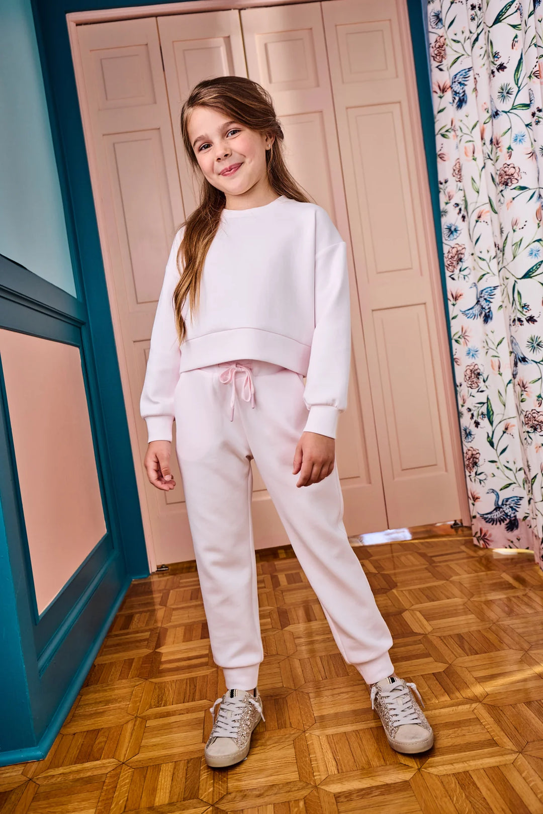 Pleat Lana Joggers in Light Pink