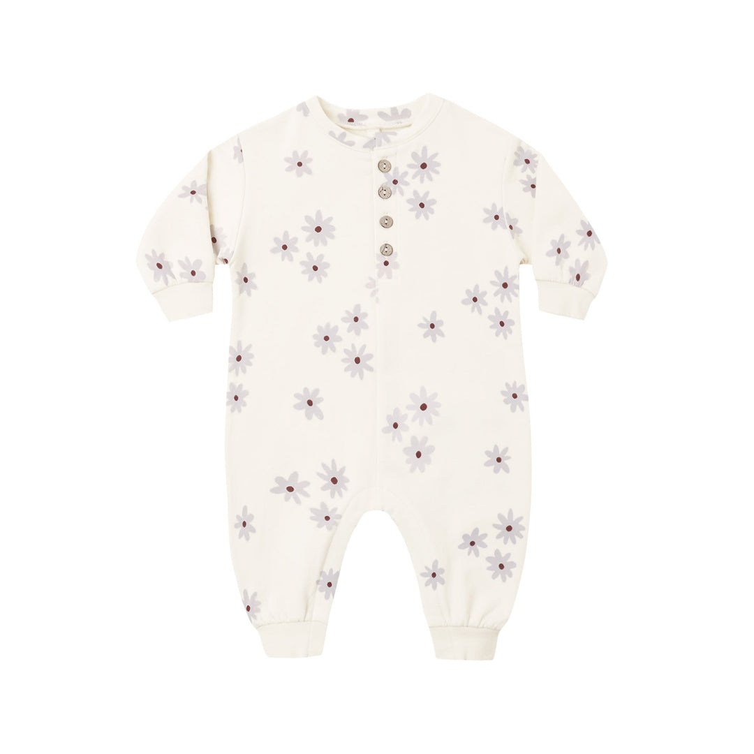 Relaxed Fleece Jumpsuit with Blue Daisies