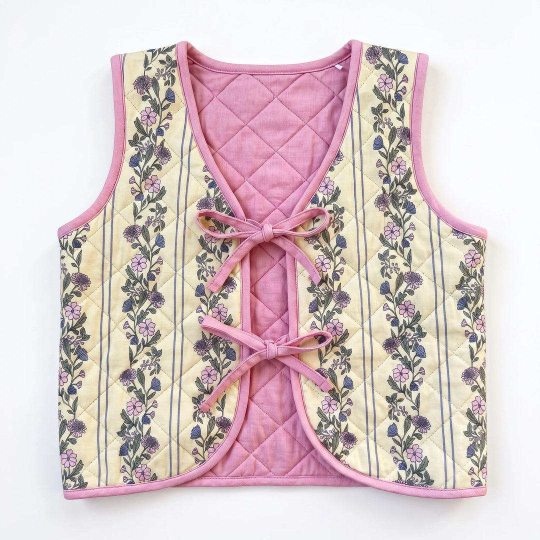 Quilted Vest- Yellow Floral