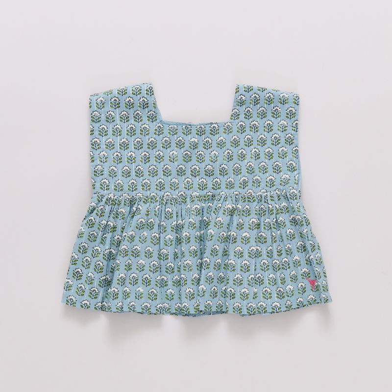 Pink Chicken Kamari Top in Blue Prairie Block (size 2-6)