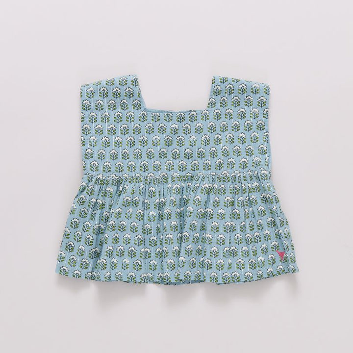Pink Chicken Kamari Top in Blue Prairie Block (size 2-6)