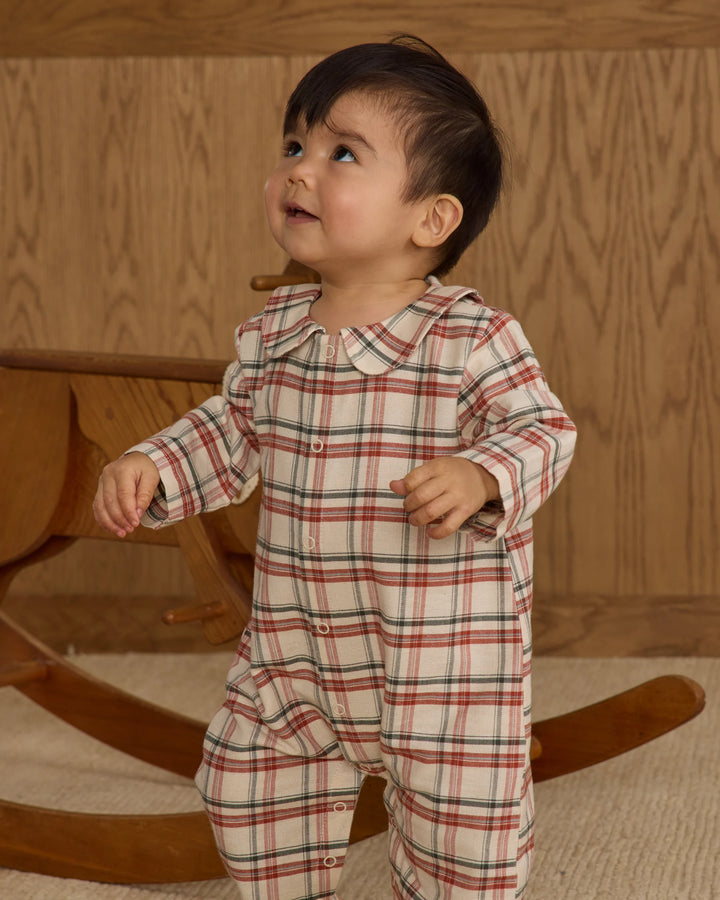 Rylee & Cru Baby Romper in Holiday Flannel