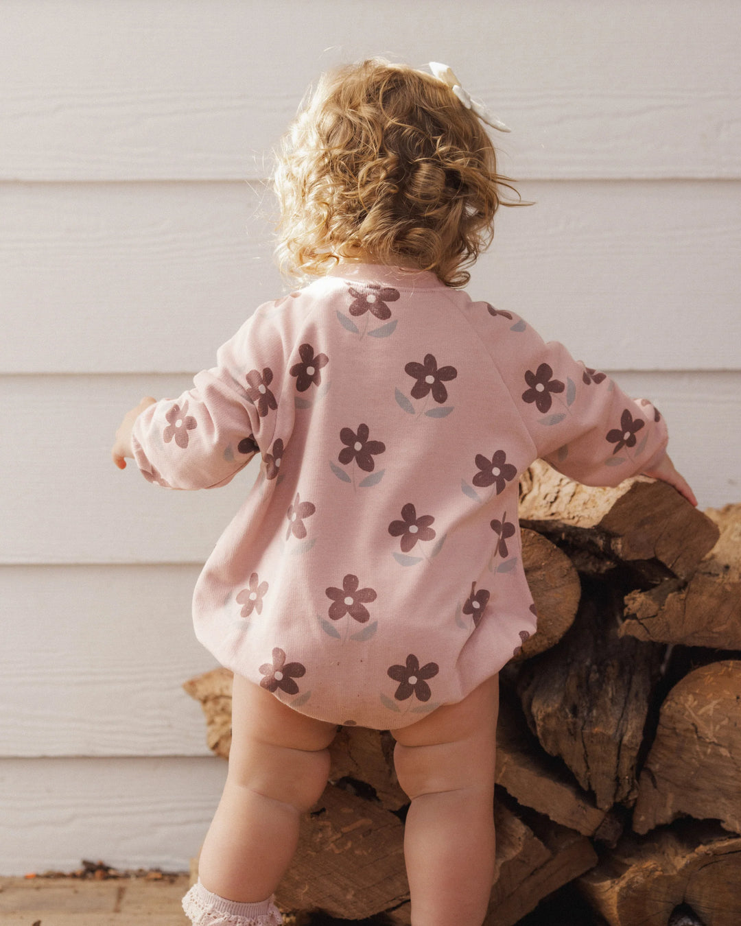 Crew Neck Romper in Daisy