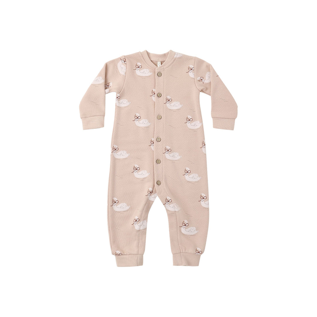 Button Down Jumpsuit in Blush Swan