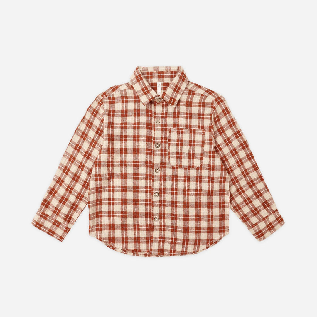 Rylee & Cru Collared Long Sleeve Shirt in Red Plaid