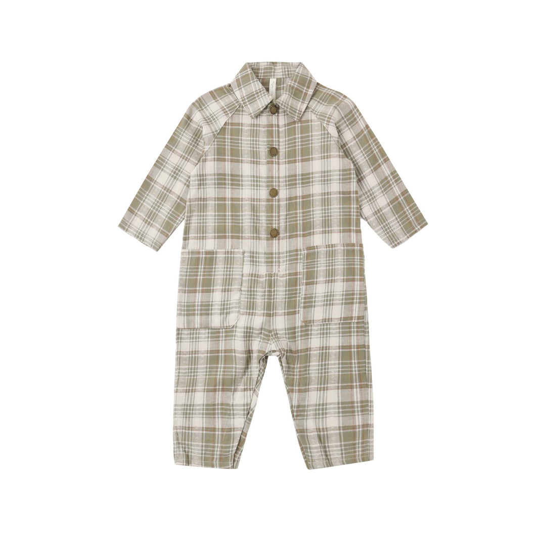 Collared Baby Jumpsuit in Olive