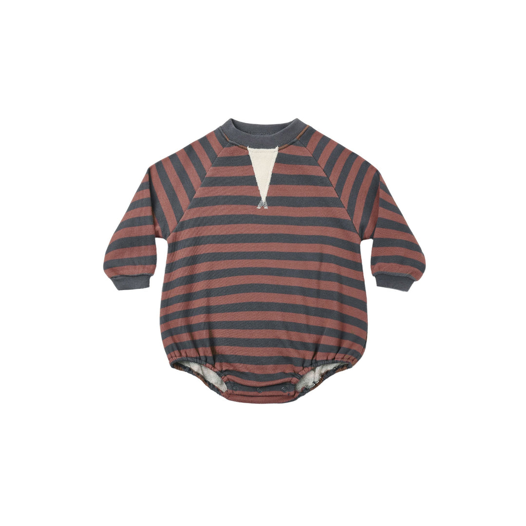 Rylee &amp; Cru Crewneck Romper in Mulberry Strp