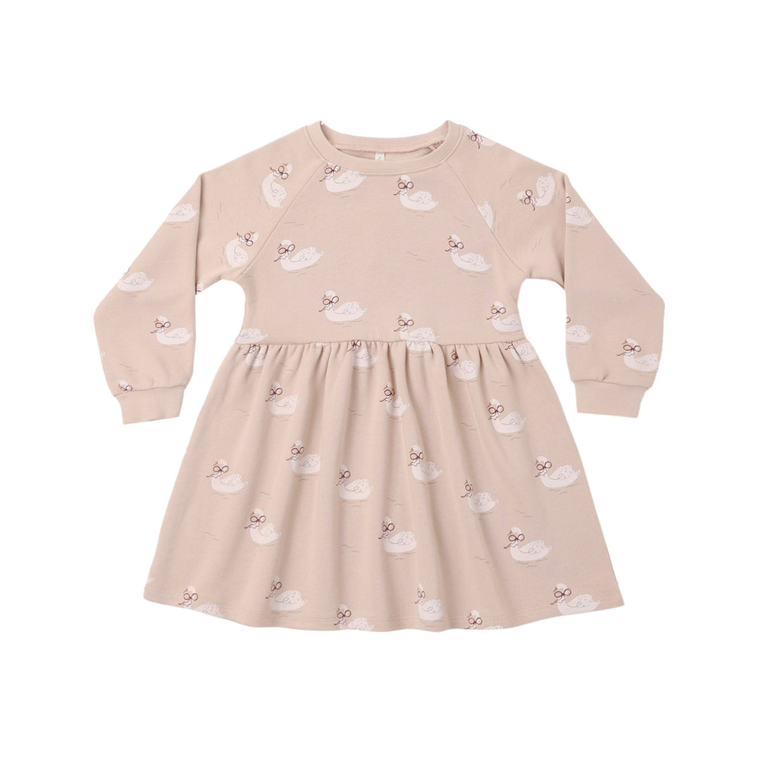 Raglan Dress in Blush Swans