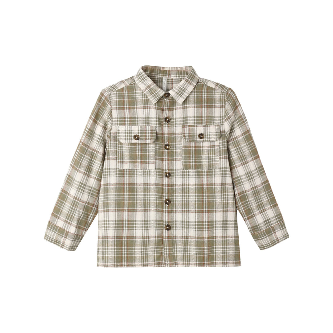 Cord Shirt in Olive Dobby Plaid