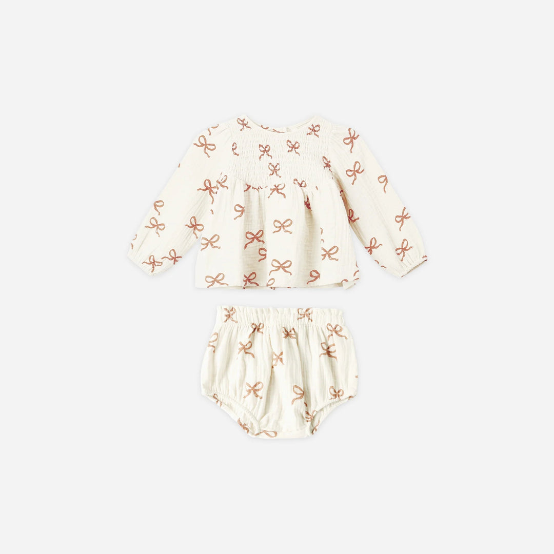 Rylee & Cru Sophia Top + Bloomer Set in Ruby Bows